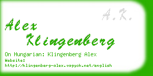 alex klingenberg business card